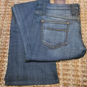 Frankie B Jeans Slim Bootcut Low Rise Vintage Y2K Patch Logo Pocket Denim 10 35L